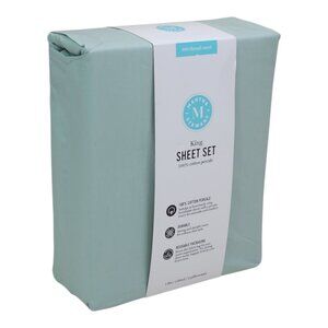 Martha Stewart King Sheet Set Cotton Percale 200 Thread Count Green